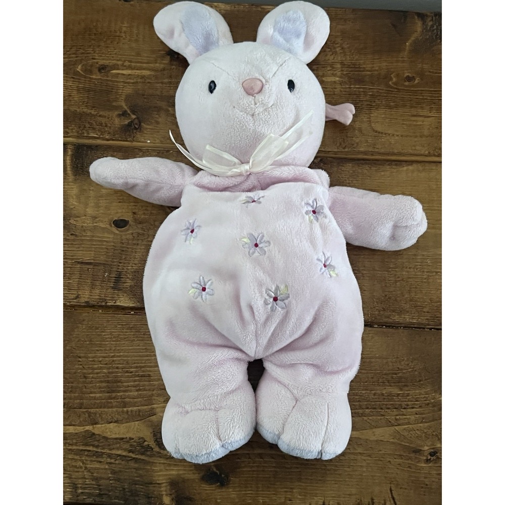 Carter's Just One Year Pink Bunny Rabbit Musical Pull Toy Lovey Plush Lullaby